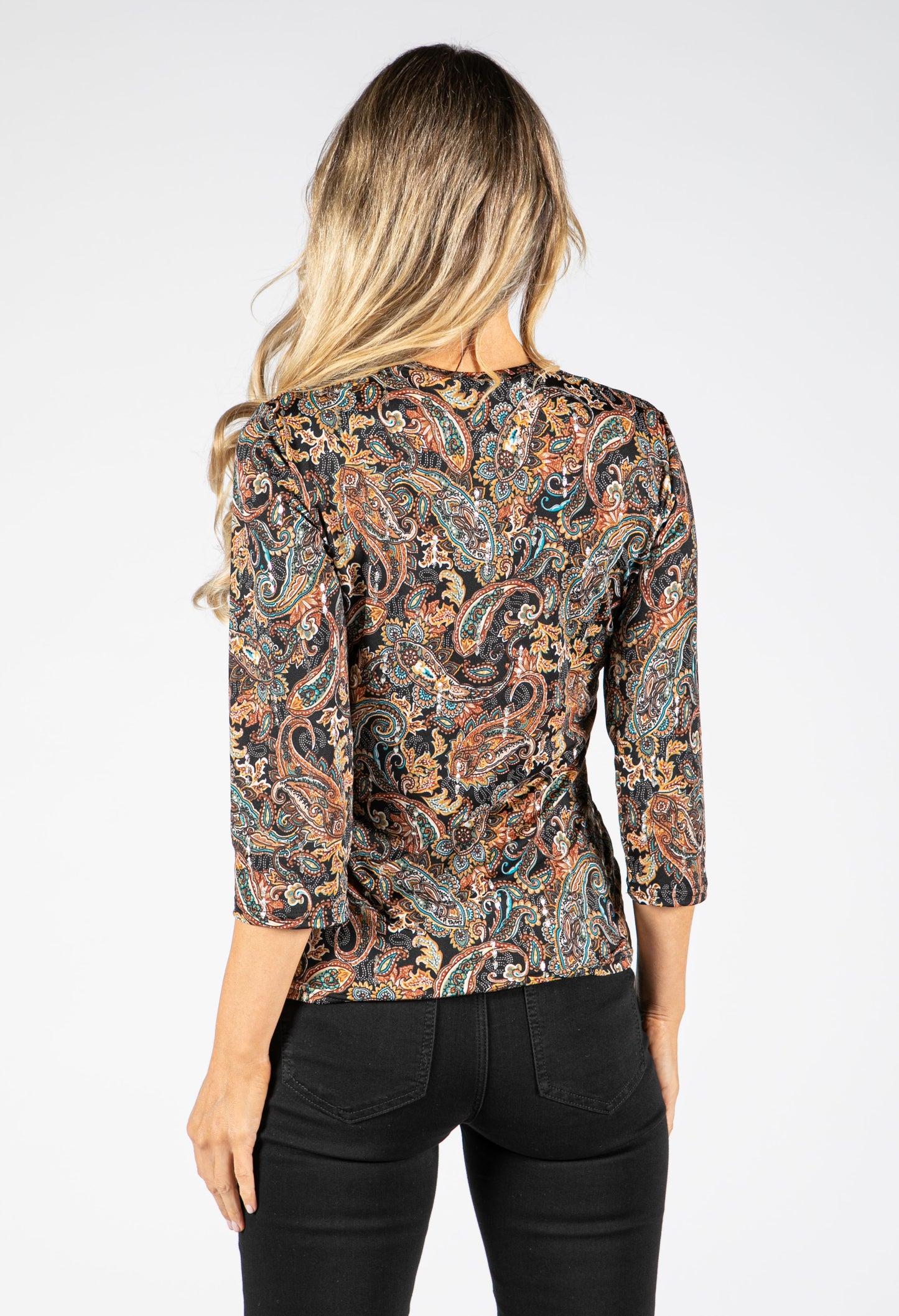 Ring Detail Paisley Top