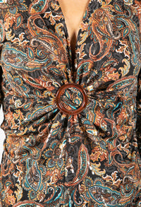 Ring Detail Paisley Top