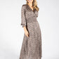 Long Sleeve Leaf Print Maxi Dress