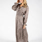 Long Sleeve Leaf Print Maxi Dress