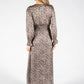 Long Sleeve Leaf Print Maxi Dress