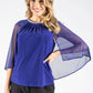 Beaded Neckline Mesh Cape Top