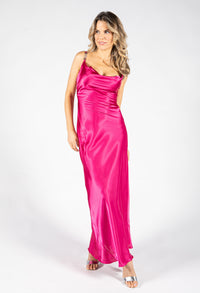 Cowl Neck Satin Feel Maxi Dress