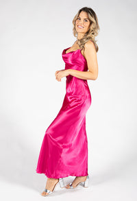 Cowl Neck Satin Feel Maxi Dress