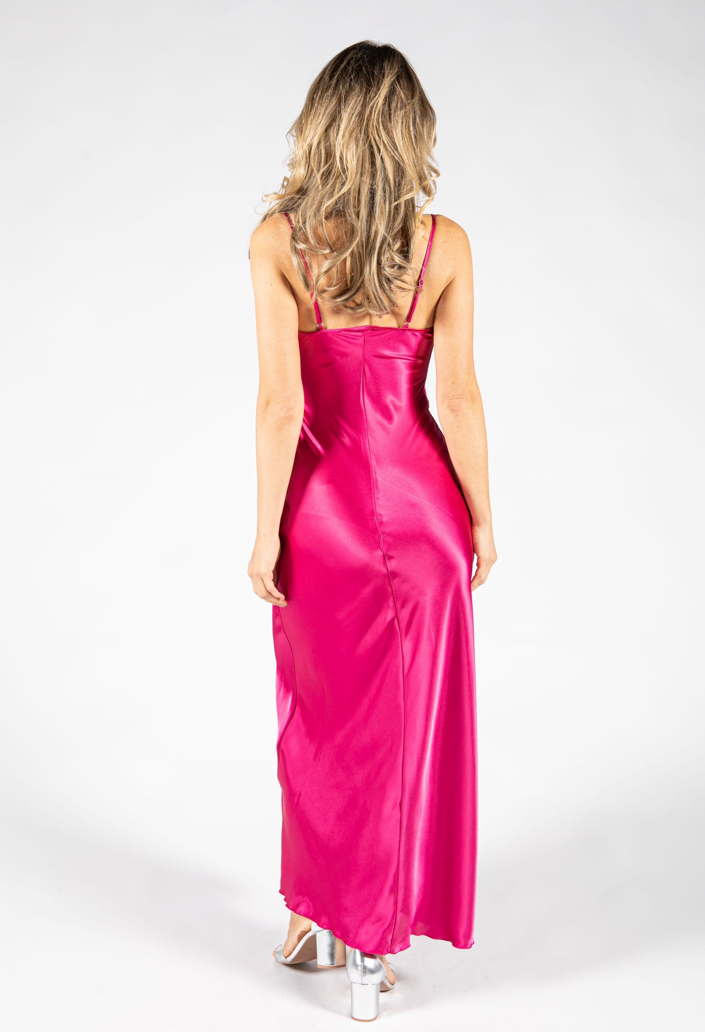 Cowl Neck Satin Feel Maxi Dress