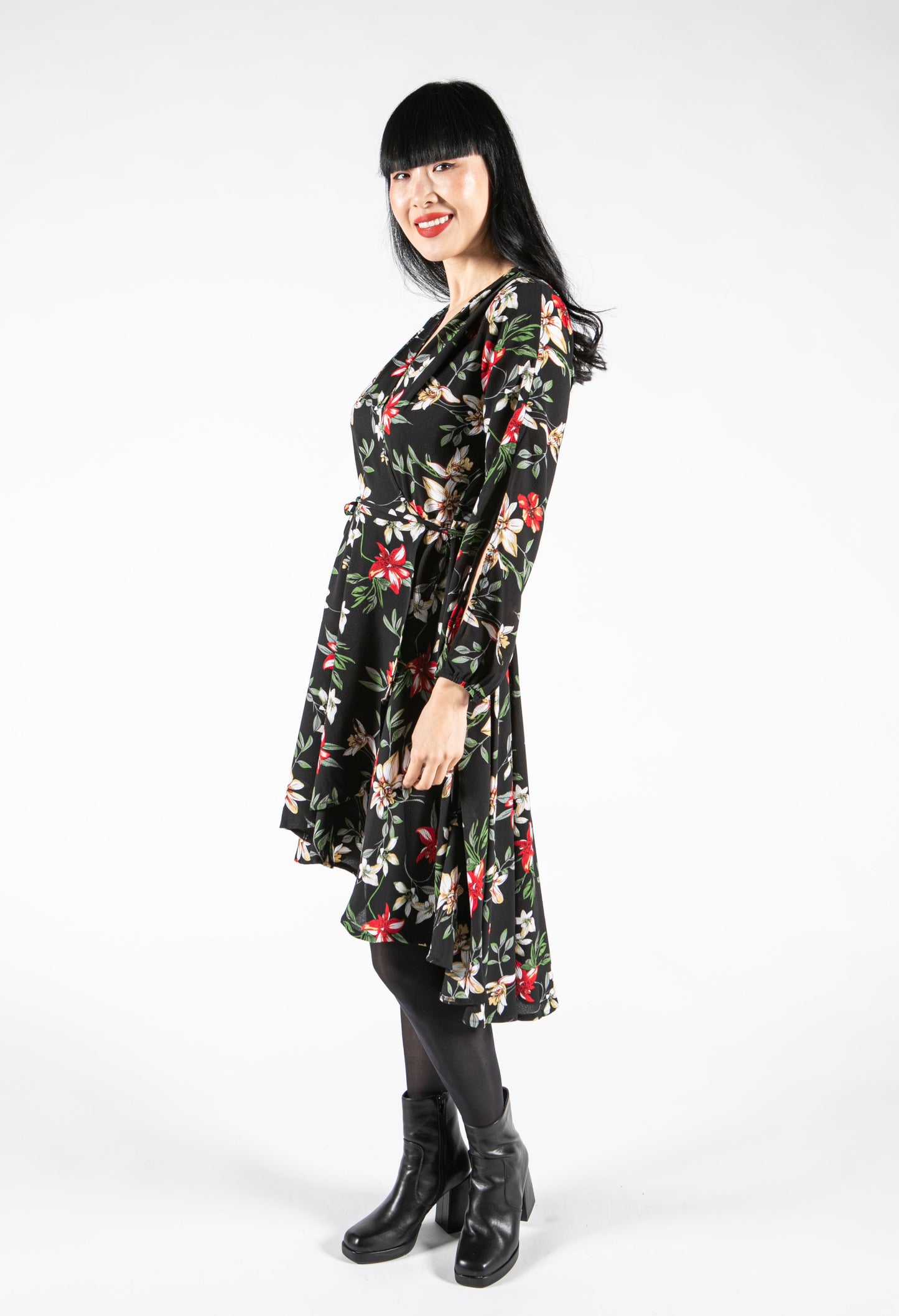 Winter Blossom Wrap Dress