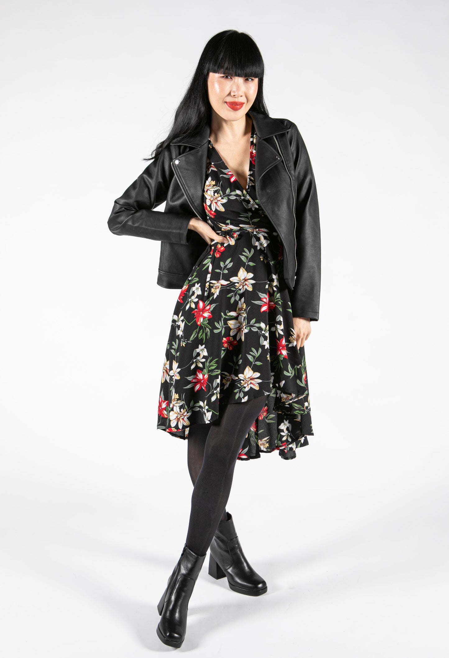 Winter Blossom Wrap Dress