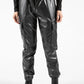 Faux Leather Cargo Style Trousers