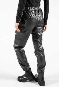 Faux Leather Cargo Style Trousers