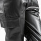 Faux Leather Cargo Style Trousers