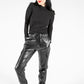 Faux Leather Cargo Style Trousers