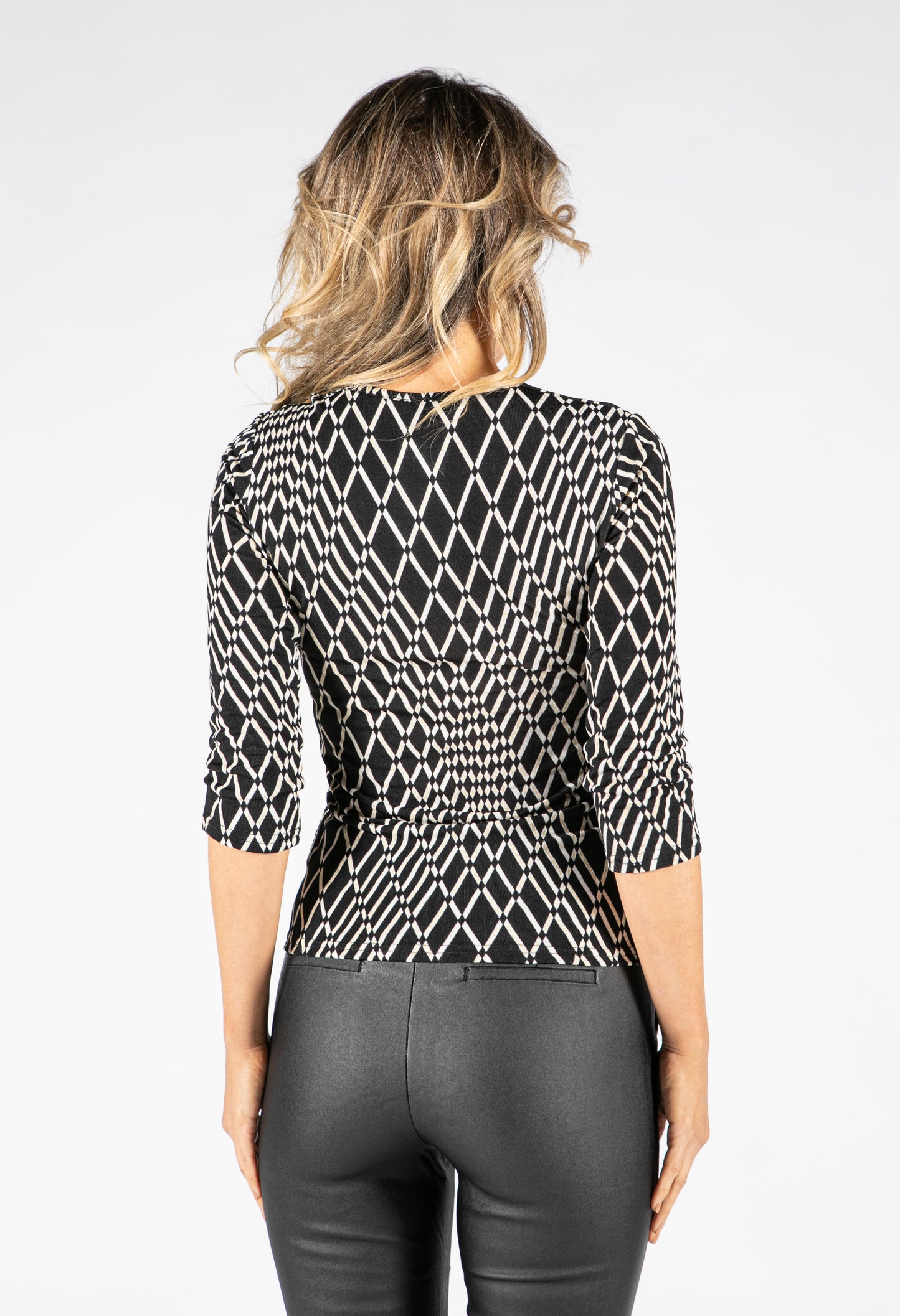 Geometric Print V Neckline Top-1