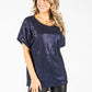 Navy Sequin Top