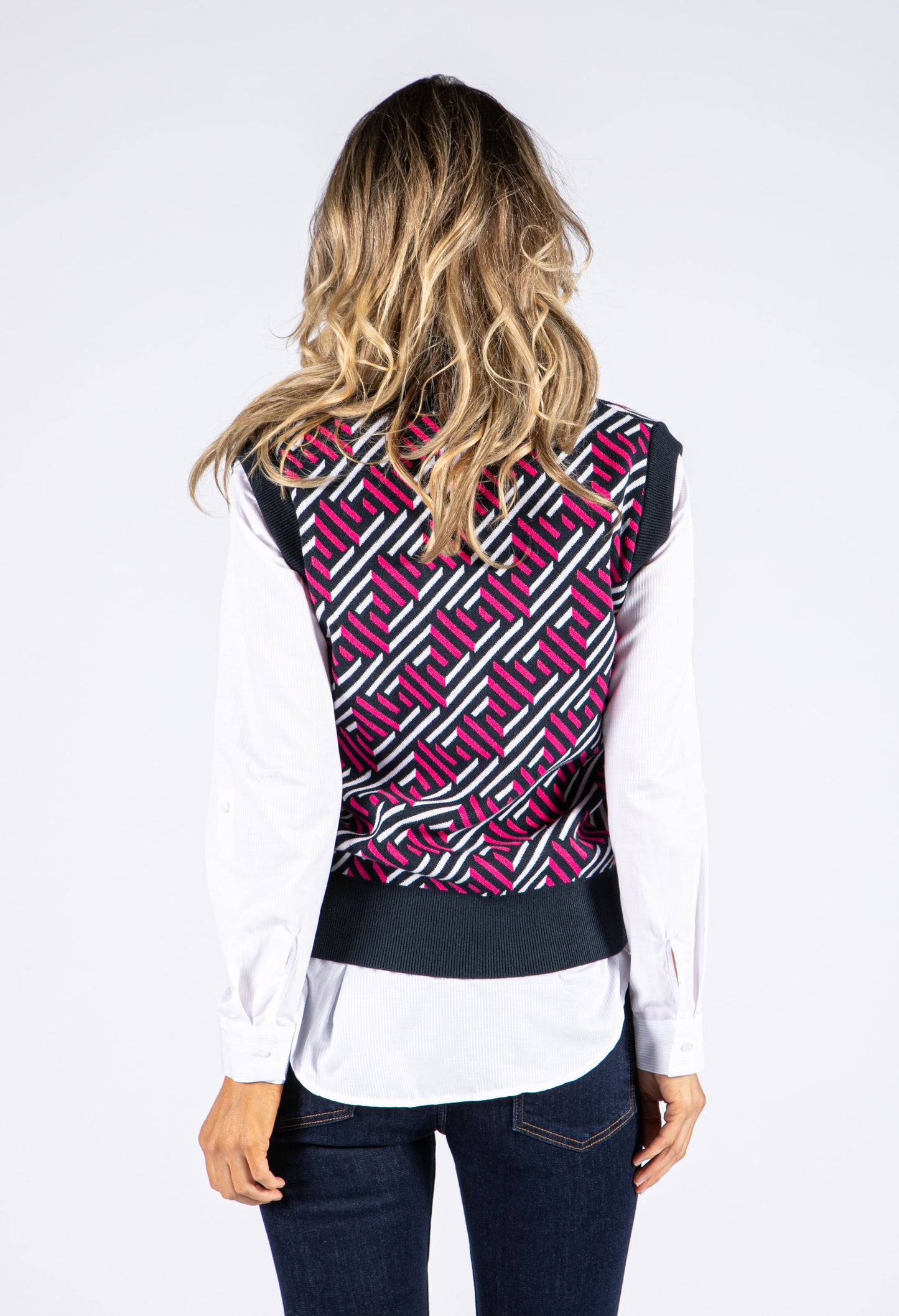 Geometric Print Knit Vest