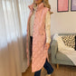 Long Line Quilted Gilet In Powder Pink