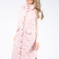 Long Line Quilted Gilet In Powder Pink