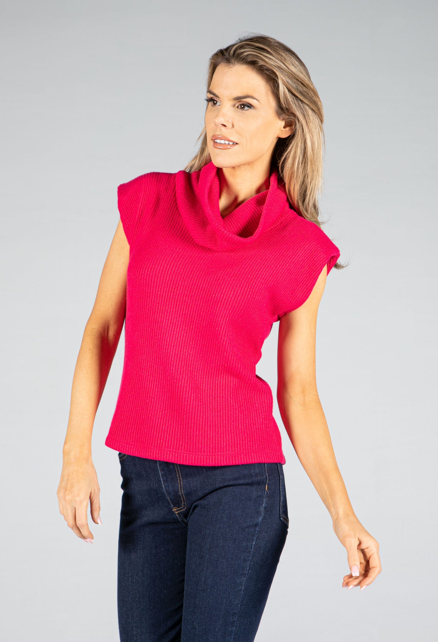 Roll Neck Padded Shoulder Vest