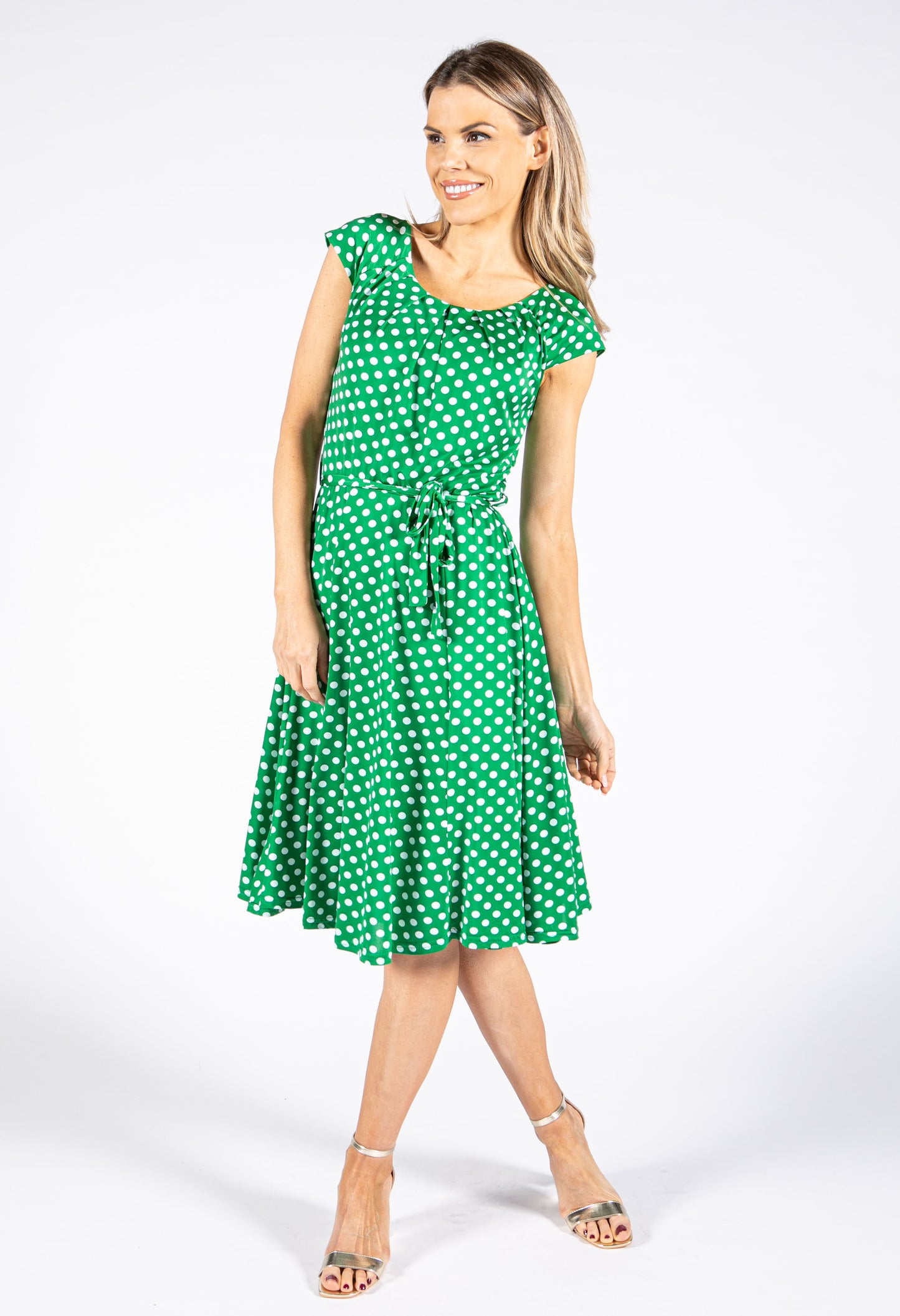 Belted Dotted Dress