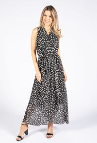 Polka Dot V Neck Wrap Dress