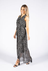 Polka Dot V Neck Wrap Dress