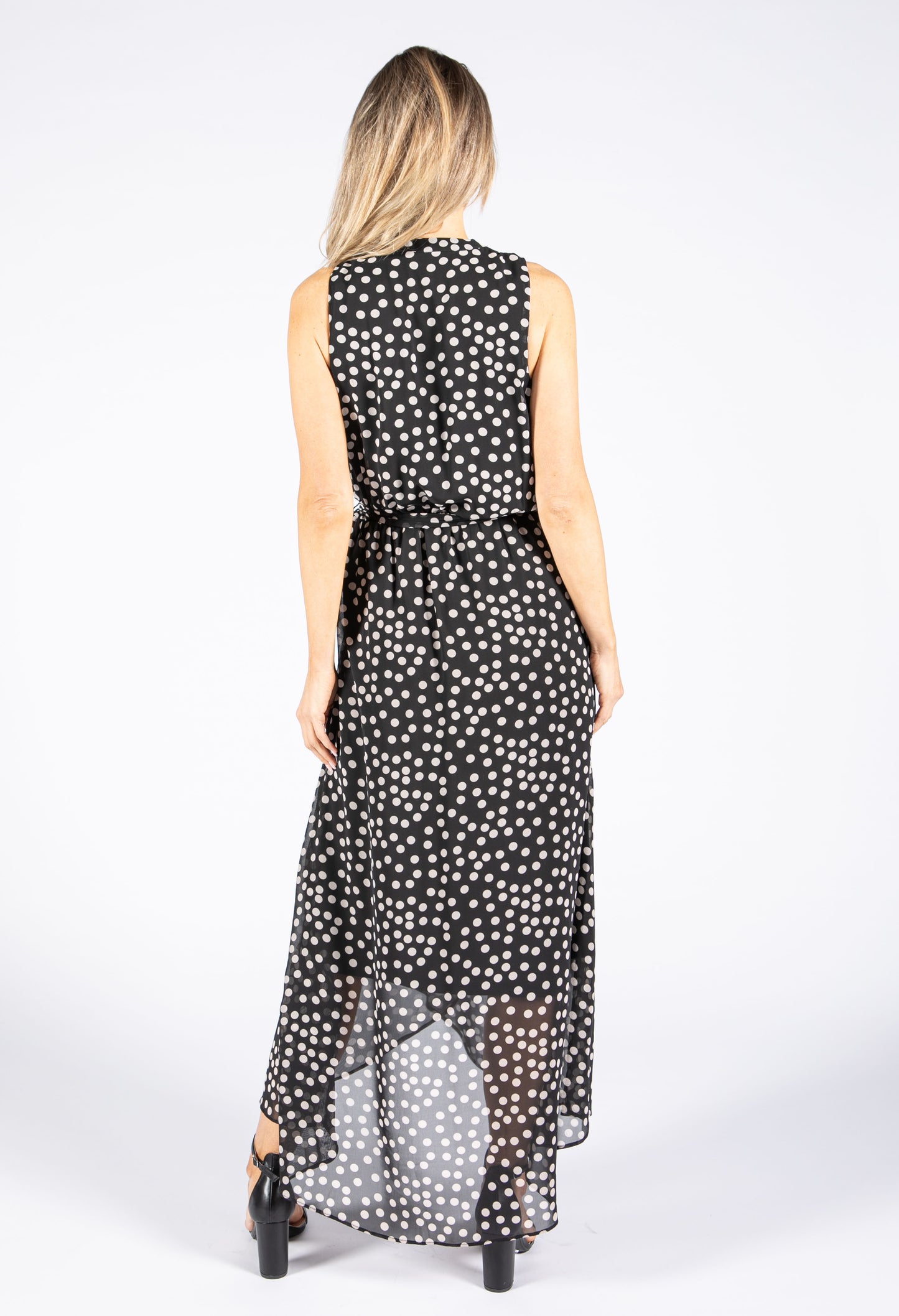 Polka Dot V Neck Wrap Dress