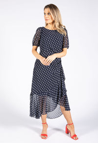 Ruched Detail Polka Dot Dress