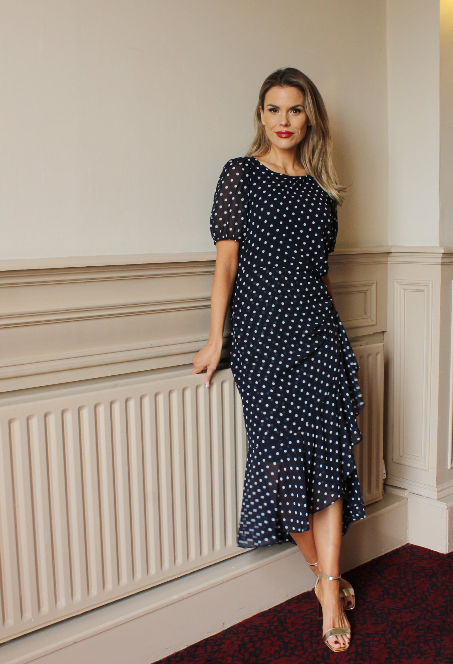 Ruched Detail Polka Dot Dress