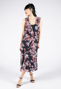 Sleeveless V Neckline Floral Dress