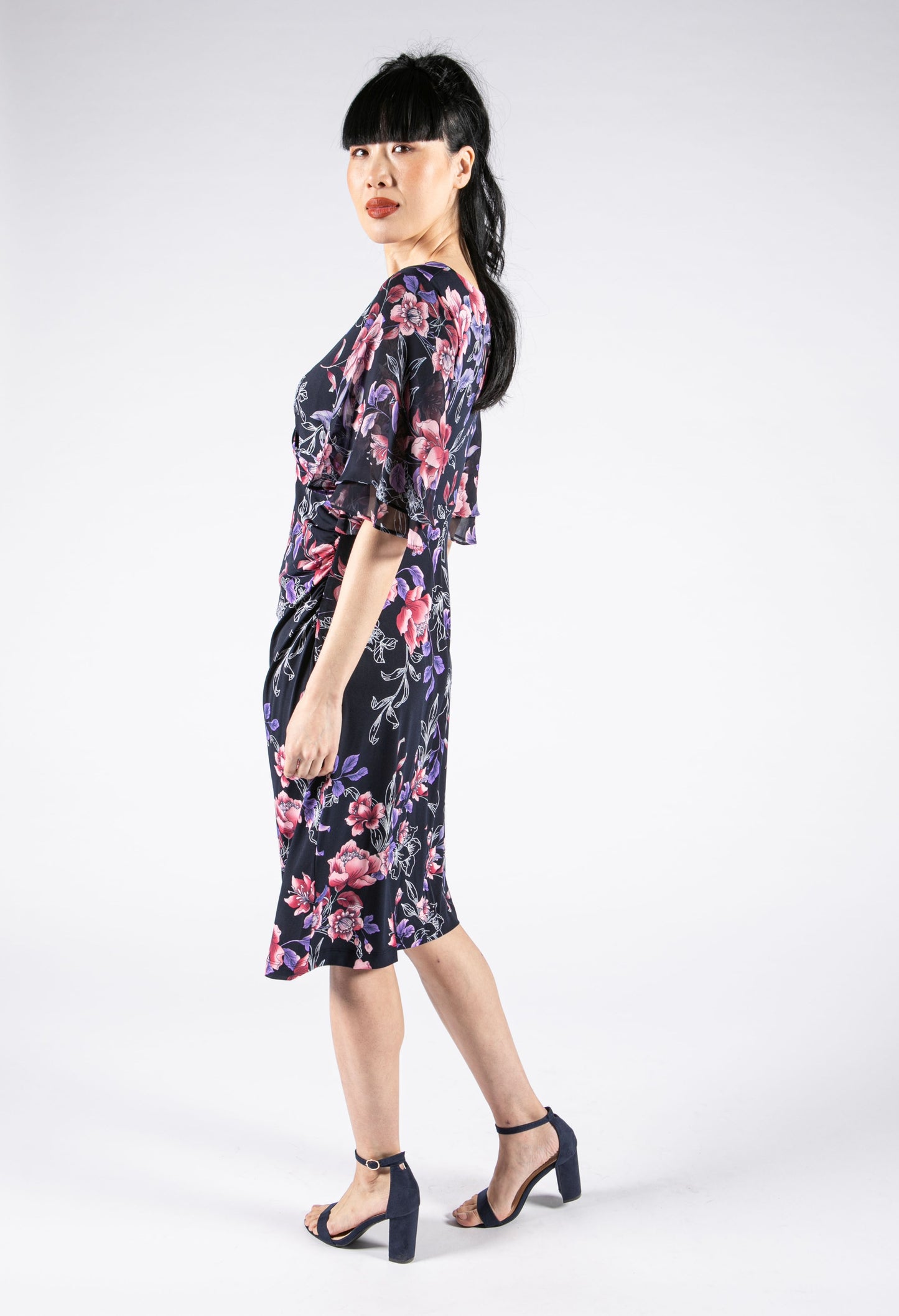 Angel Sleeve Floral Dress