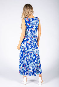 Tropic Floral Dress in Royal Blue