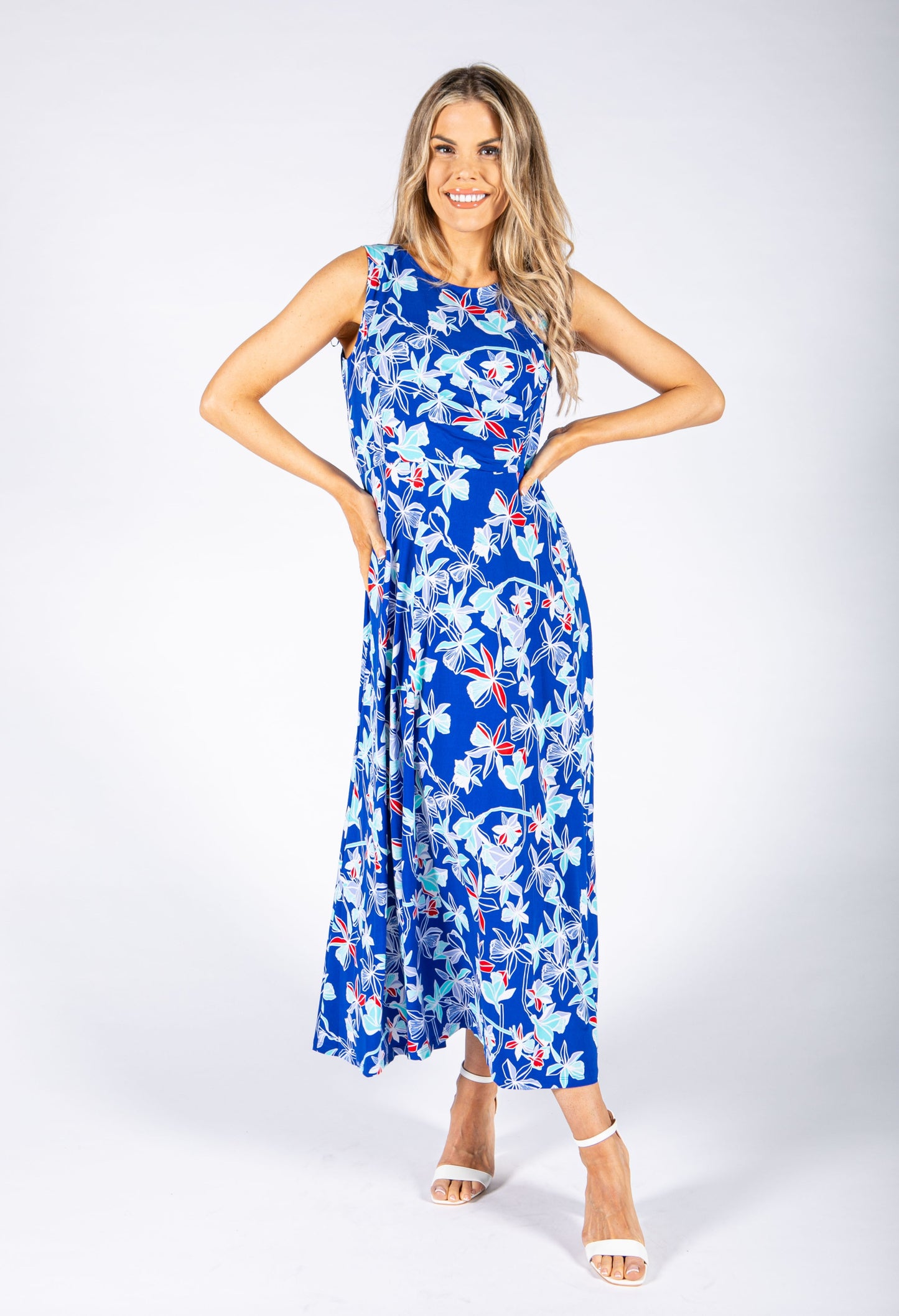 Tropic Floral Dress in Royal Blue