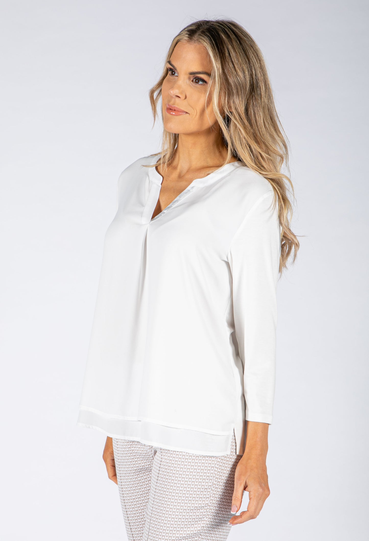 V Neckline Layered Look Blouse