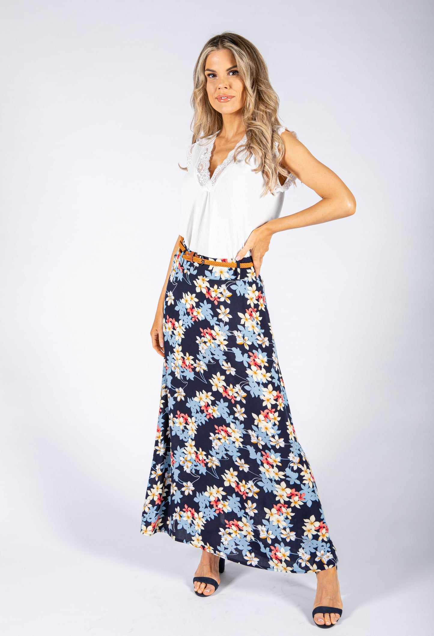 Tropical Flower Print Skirt