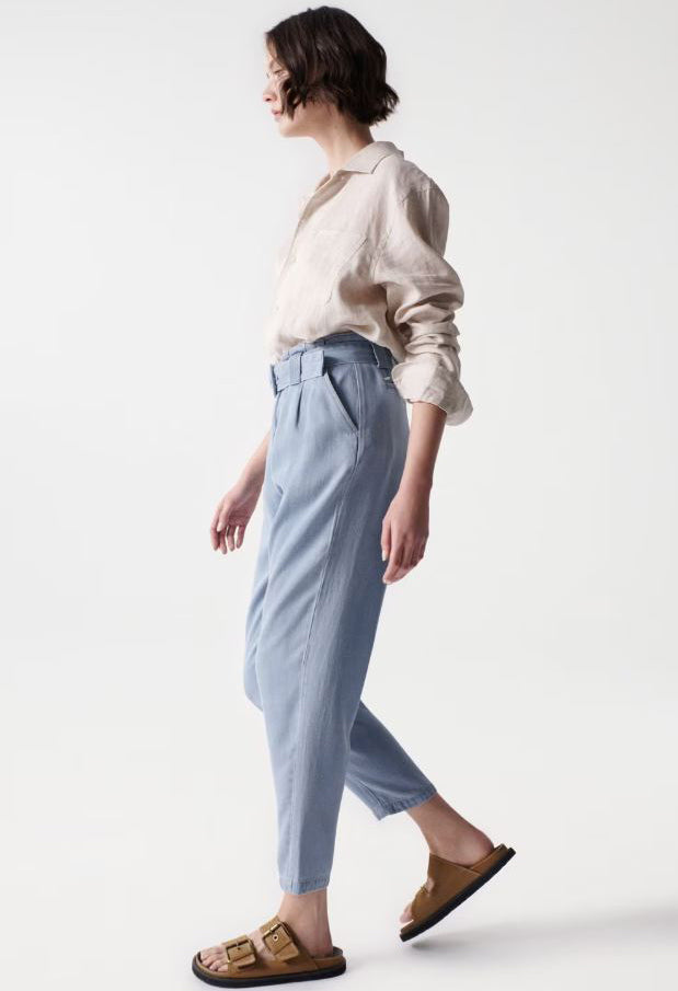 Light Denim trousers with Belt