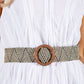 Woven Belt with Wooden Look Buckle