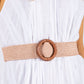 Woven Belt with Wooden Look Buckle