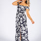 Smocking Bodice Floral Maxi Dress