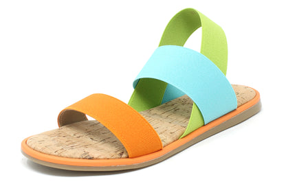 Colour Mix Elasticated Strap Sandal