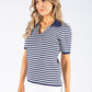 Striped V Neckline Top