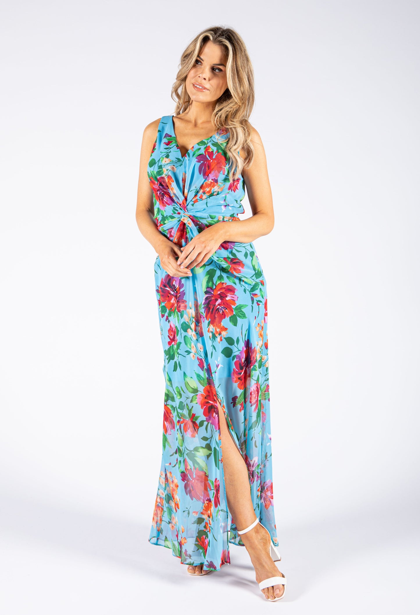 Floral Knot Detail Maxi Dress