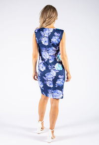 Floral Print Navy Sleeveless Dress