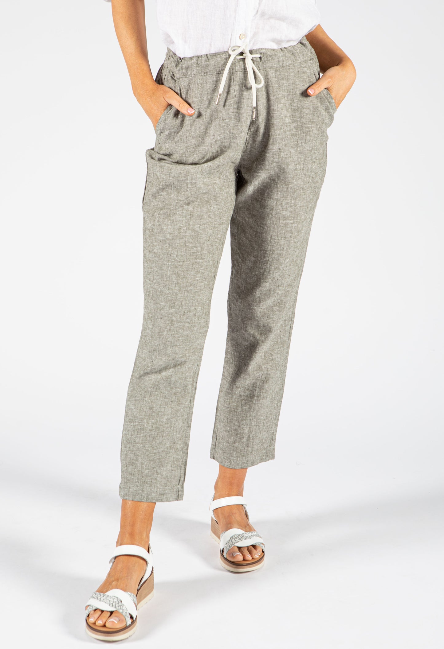 Soft Linen Comfort Waistband Trousers