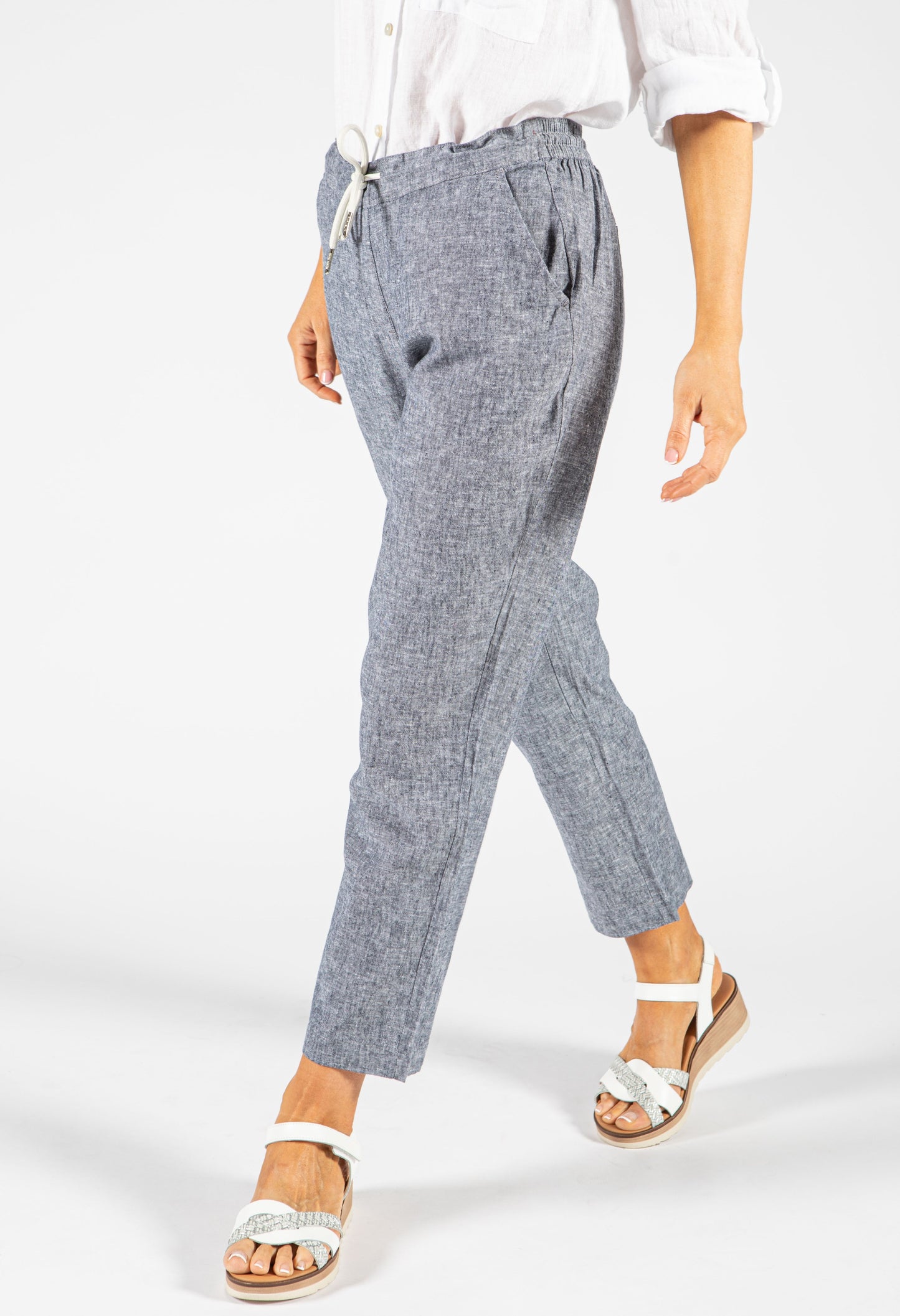 Soft Linen Comfort Waistband Trousers