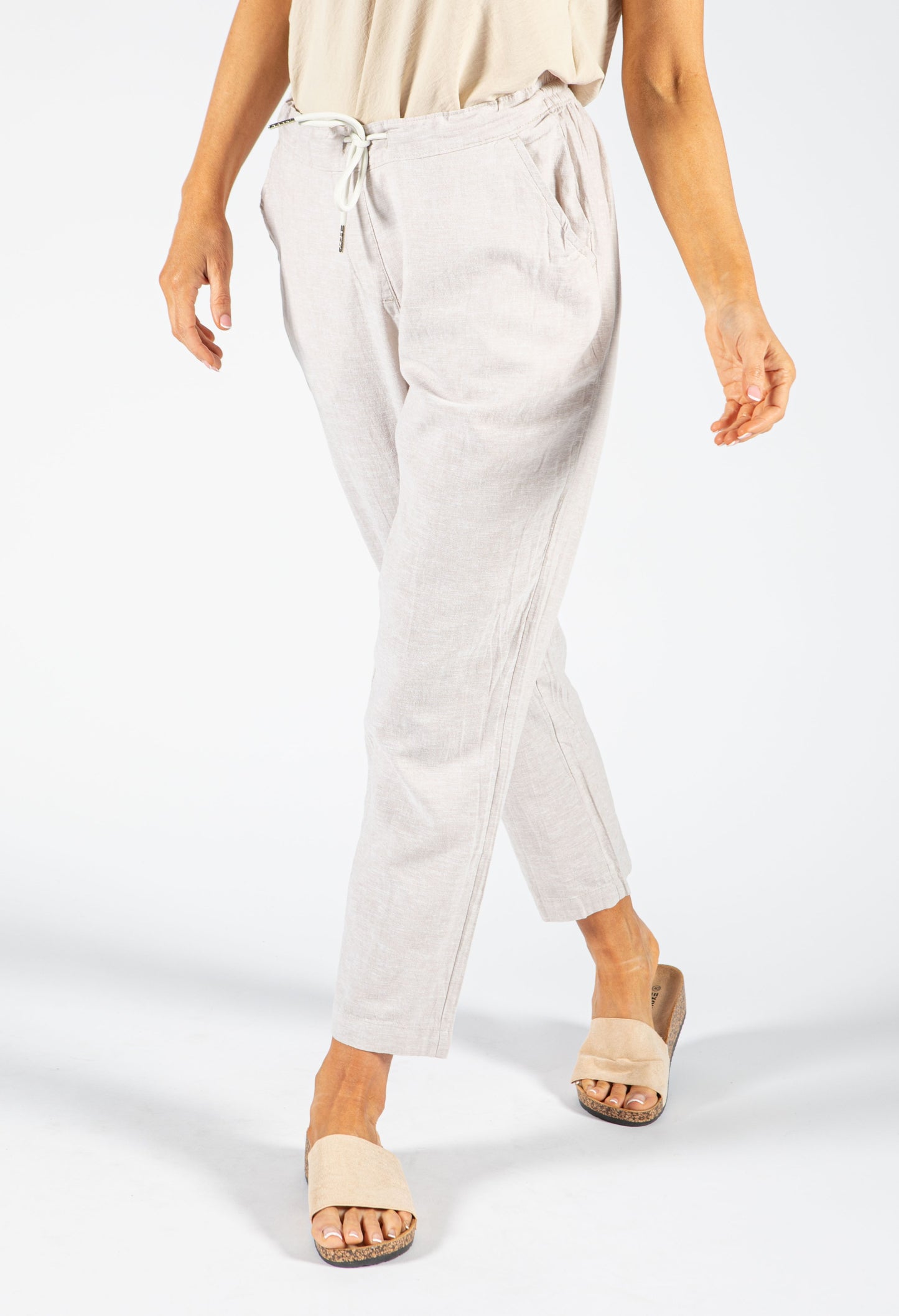 Soft Linen Comfort Waistband Trousers