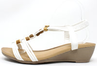 Wooden Look Beaded Wedge Sandal