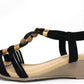 Wooden Look Beaded Wedge Sandal