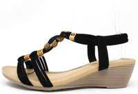 Wooden Look Beaded Wedge Sandal