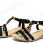 Wooden Look Beaded Wedge Sandal