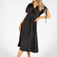 Front Buckle Ruched Sleeve Dress