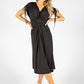 Front Buckle Ruched Sleeve Dress